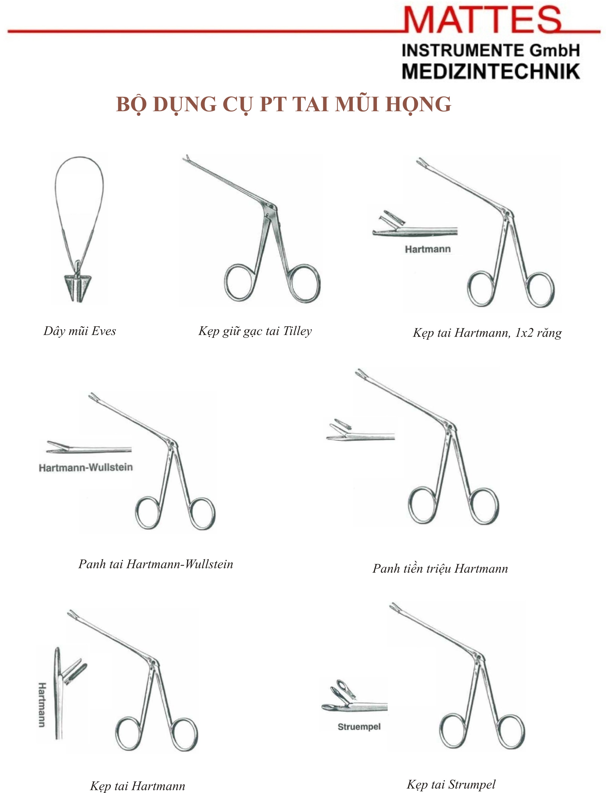 Bộ dụng cụ phẫu thuật tai mũi họng Mattes Đức